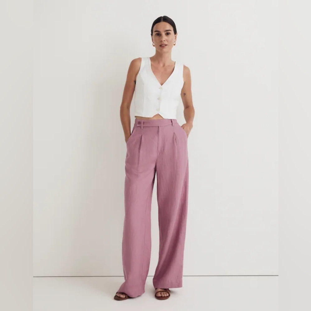 Madewell The Harlow Wide Leg Pants 100% Pink Khaki Sz 4